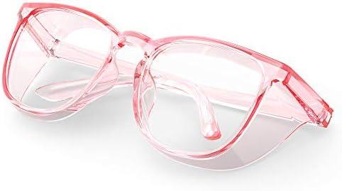 TOREGE Safety Goggles, Pink Safety Glasses With Anti-Fog And Anti-Blue Light Lense, Light And Comfortable, Perfect Alternatives To Regular Protective Eyewear Goggles For Nurses(Light Pink&Clear Lens)