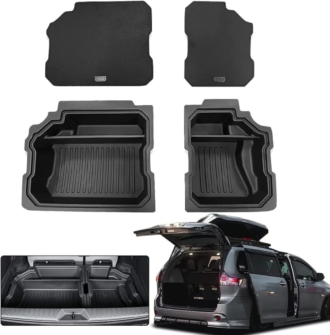 For 2025 2023 Toyota Sienna Trunk storage box for Toyota Sienna 2025-2021 Trunk Cargo Organizer Insert Rear Storage -Portable Car Storage with Lid sorting storage box