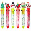 Heliar Multicolor Ballpoint Pen 0.7 mm, 10-in-1 Colored Pens Fine Point Retractable Christmas Ballpoint Pens for Office School Supplies Students Gift, 6 Pack