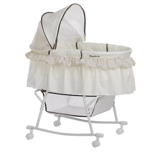Dream On Me Lacy Portable 2-in-1 Bassinet & Cradle in Cream, Lightweight Baby Bassinet with Storage Basket, Adjustable and Removable Canopy