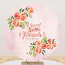 Yeele 7.5x7.5ft Pink Peach Baby Shower Round Backdrop Cover A Sweet Little Peach is On The Way Photography Background It's A Girl Baby Shower Party Decorations Cake Table Banner Photo Booth Props