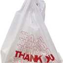 Thank You Plastic Bags - Size - 11" x 6" x 21" - White - Grocery, Shopping Bag, Restaurants, Convenience Store.