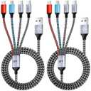 Dual Type-C Ports USB Multi Charging Cable Cord, 4 in 1 Charging Cables for Multiple Devices, Multi Charger Phone Charger Cord with iPhone 17/IP/Micro Port for iPhone 16-12/Android/iPad(5FT 2Pack)