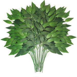 60Pcs Italian Ruscus Greenery Stems Bulk for Filler Table Centerpieces 18" Artificial Silk Greenery Leaves for Bouquet