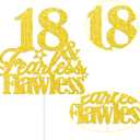 18th Birthday Cake Topper Happy 18th Birthday Party Decorations Gold Glitter 18 & Fearless Flawless Theme Cake Topper 18th Birthday Cake Decor for Girls & Boys