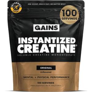 Gains in Bulk Instantized Creatine Monohydrate, Unflavored, 100 Servings, EXP 09/2028