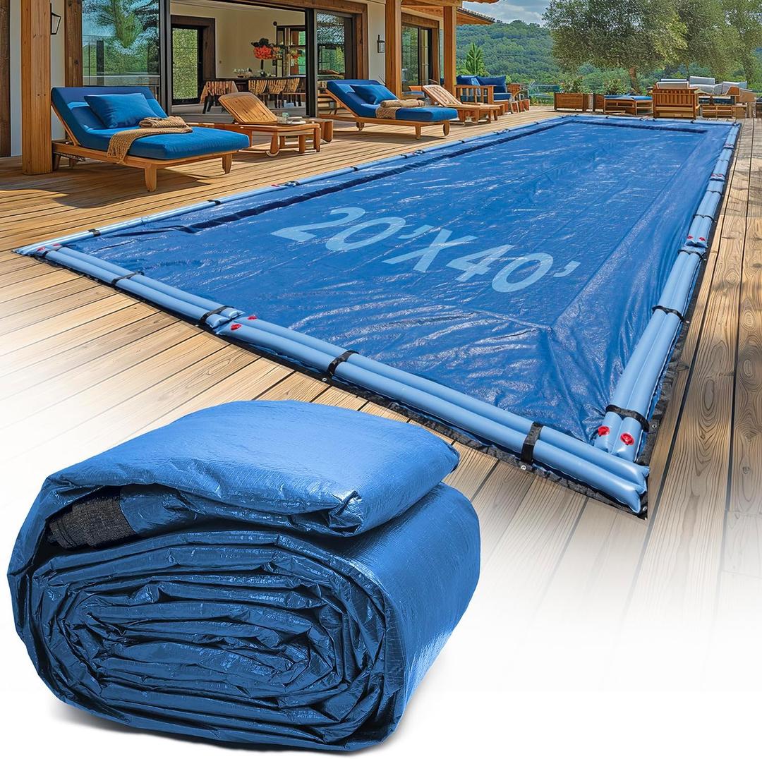 20-Ft x 40-Ft Pool Cover for Inground Pools - Premium Inground Winter Cover, Extra Thick Material and Durable Design, Cold and UV-Resistance, Easy Installation, Royal Blue