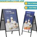 4 Pcs 24x36 Inch A-Frame Sidewalk Signs, Double-Sided Heavy Duty Sandwich Boards with Carry Handles, Business Folding Sign Holder for Outdoor Use, Frame Only
