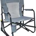 GCI Outdoor FirePit Rocker Low-Ride Outdoor Rocking Chair with Beverage Holder (Grey)