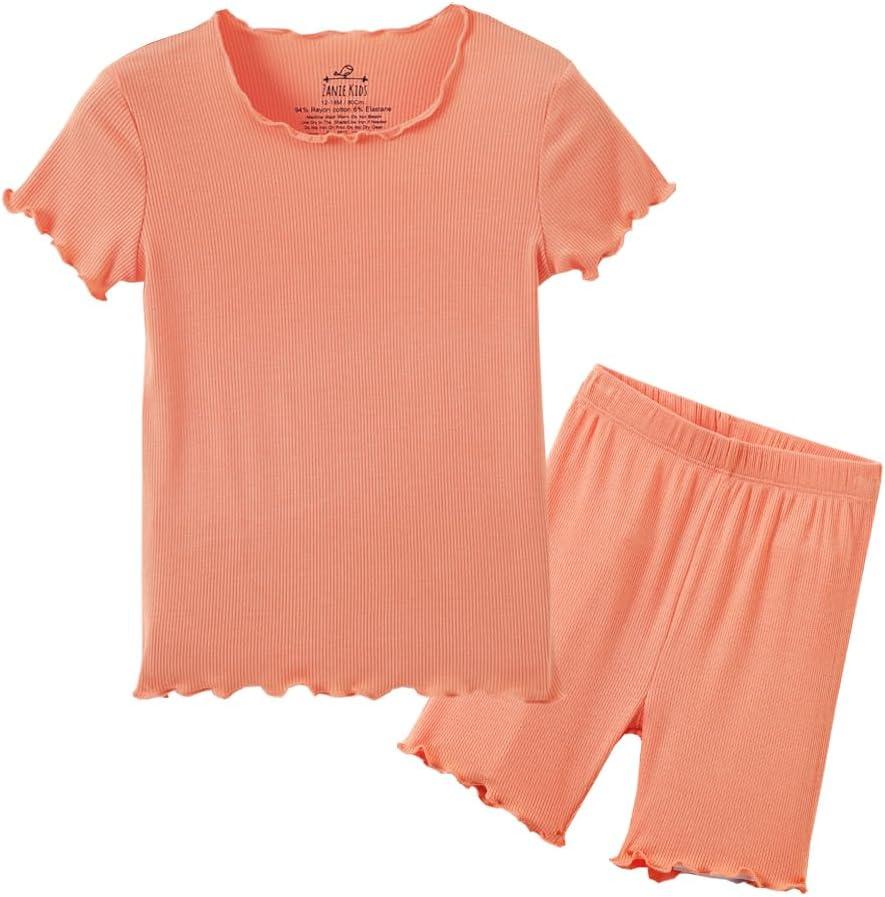 Zanie Kids Toddler Summer Pajamas Set 2 Piece Short Sleeve PJs Cooling Sleepwear (Brown)