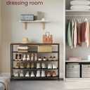 VASAGLE Shoe Rack, 5-Tier Shoe Storage Organizer for Entryway and Closet, Holds 20-24 Pairs of Shoes, 4 Fabric Shelves, Steel Frame, Industrial, Rustic Brown and Black ULBS136B01