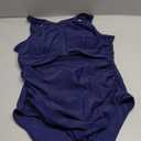 Tempt Me Women One Piece Swimsuit High Neck Plunge Ruched Tummy Control Bathing Suit (Blue, M)