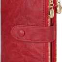 GAEKEAO Small Wallets for Women Leather RFID Blocking Bifold Double Zipper Pockets Wallet Card Case Purse with 2 ID Windows (Red)