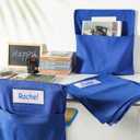 24 Pcs Chair Pockets for Classrooms 17 x 20 Inches Student Chair Bag Chairback with Name Tag for Keeping Student Book School Table Organized