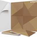 Sunlysound 3D Textured Wood Grain Sound Acoustic Wall Panels, 23.6'' x 23.6" Noise Dampening Modern Wall Decor, Peel and Stick for Noise Reducing in Home Office, Studio, Gaming Room (Walnut)
