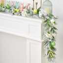 6 Ft Easter Garland, Easter Egg Lambs Ear Garland for Mantle, Spring Summer Pastel Artificial Flower Garlands, Easter Decorations for Home Mantle Fireplace Indoor Decor