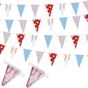 VitalCozy 4 Pcs 131 ft Baseball Pennant Banners Party Decorations Triangle Baseball Flags Garland Bunting for American Ball Sport Game Decor Birthday Camp BBQ Party Supplies Home Outdoor Hanging