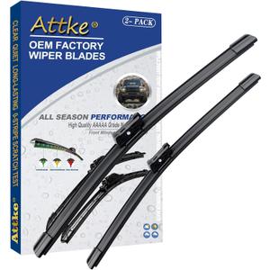 ATTKE Front Windshield Wiper Blades for Volkswagen Passat 2005-2011/Volkswagen Jetta 2005-2010/Scirocco 2008-2017/Genuine Replacement Wiper Blade Set 24"/19" (Set of 2)