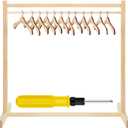 Estune Dog Garment Rack with 12 Wood Pet Clothes Hanger Wooden Dog Dress up Storage Small Closet Pet Clothes Organizer Accessories for Doll Cat and Puppy(Small)