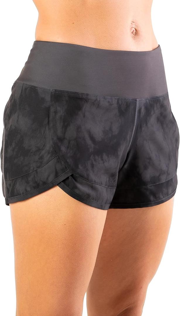 Tough Mode Womens 3" Lightweight Running WOD Volleyball Shorts Workout Mesh Liner Zip Pocket (Gray, XS)