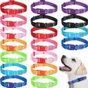 Sanwuta 18 Pcs Adjustable Dog Collar 9 Colors Nylon Soft Neoprene Padded Heavy Duty Medium Pet Collars with Buckle for Medium Dogs(Large,Bright Color)