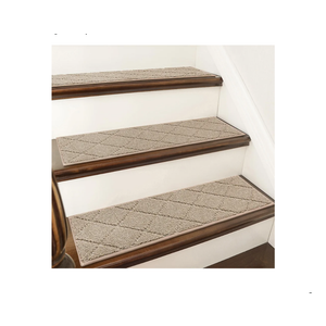 COSY HOMEER Edging Stair Treads Non-Slip Carpet Mat 28inX9in Indoor Stair Runners for Wooden Steps, Edging Stair Rugs for Kids and Dogs, 100% Polyester TPE Backing(4pc, Beige)