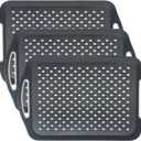 Non-Slip Serving Tray with Handles, 17.7" x 12.4" Large Food Tray Serving Platter (Gray, 3 Pack)