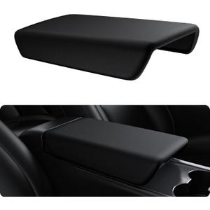 BASENOR Upgraded Tesla Model Y Model 3 Center Console Cover TPU Armrest Cover Non-Slip Protector Armrest 2017-2024 Tesla Interior Accessories Black (Not Compatible with 2024 2025 Tesla Model 3)