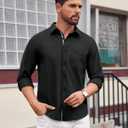 Lion Nardo Oxford Shirts for Mens Long Sleeve Dress Shirts Business Casual Button Down Shirts Untucked Shirts for Men (Black, S)