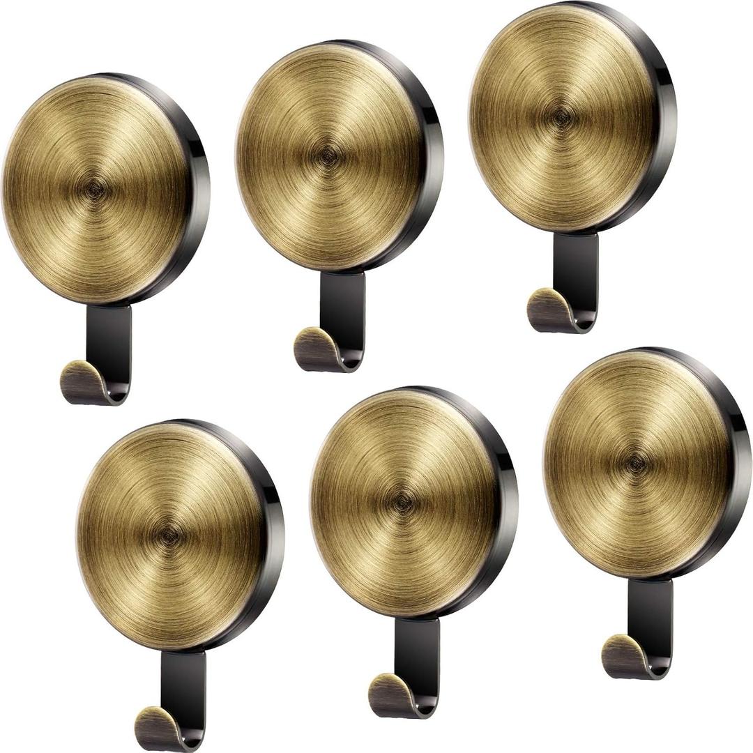Jetec 6 Pcs Magnet Hooks Magnetic Wreath Hanger Wreath Holder for Fridge Refrigerator Metal Door Glass Door Surfaces Keys Office Home Kitchen Party Hanging Supplies Decoration(Gold,2.16 Inch)