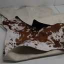 Easycozy Faux Cowhide Large Cow Print Rug - 5.2 x 6.2 Feet Thickened Elastic Rug for Bedroom, Living Room, Home Office, Western Decor (Brown)