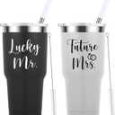 Mamihlap Lucky Mr Future Mrs Travel Mug 30oz Tumbler.Engagement Wedding Bride To Be Newly Engaged Bridal Shower Gifts for Couples.Couple Gift for Fiancee Fiance Bride Groom Mr Mrs.(Black&White)