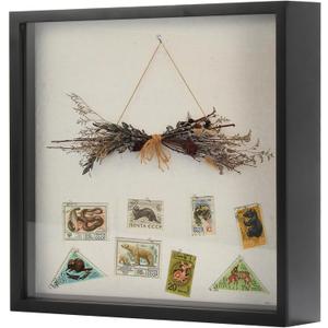 TJ.MOREE Shadow Box Frame 8 x 8 Shadowbox Display Case Picture Frame Memorabilia Wedding Bouquet Flowers Medals Military Photos Memory Box - Black