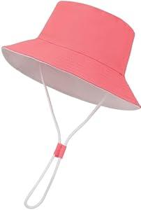 Baby Boy Baby Girl Sun Hat Toddler Summer Protection Beach Hat Toddler Girl Summer Bucket Hat Cotton Linen Baby Hat Watermelon Red 44CM(0-3months)