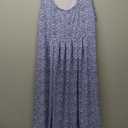 Akihoo Women Summer Casual Sleeveless Midi Plain Pleated Tank Vest Dresses (Medium, 01 Floral 12 Blue White)