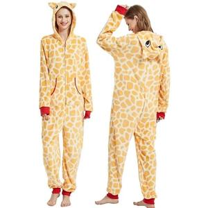 Mahoon Giraffe Onesie Pajamas for Women, Animal Home Adult Sleepwear Jumpsuit One-Piece Costume for Halloween Cosplay Yellow L