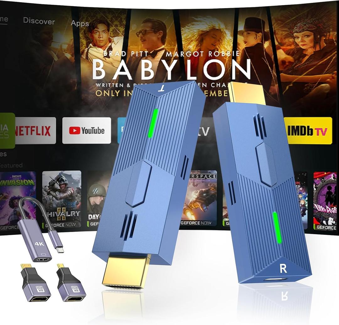 Wireless HDMI Transmitter and Receiver 4k, 328Ft/100M Wireless HDMI Extender for Seamless High-Definition Streaming from Laptop/PC/TV Box to Monitor/TV/Projector, 4K Decoding 1080P Out