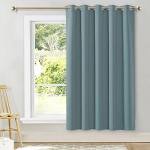 NICETOWN Room Darkening Curtains for Bedroom, Greyish Blue Thermal Insulated Drapes 72 inches Long for Office, Loft, Guestroom (1 Panel, 70" Wide per Panel)