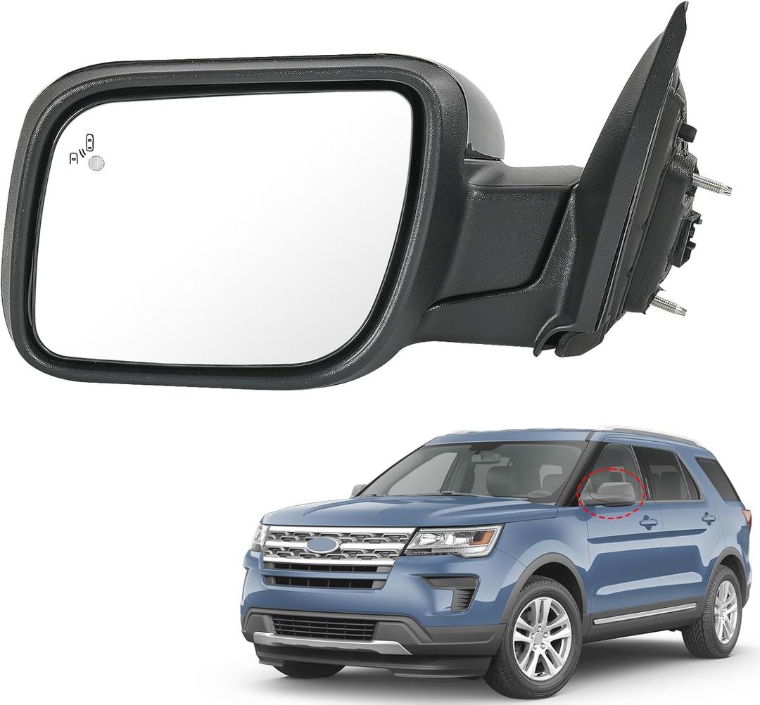 Door Mirror Left Driver Side Replacement For Ford Explorer 2011-2019, Replace FO1320617 GB5Z1-7683-TCPTM Black 9Pins