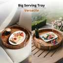 Large Ottoman Tray Round, 20" Extra Large Wooden Serving Tray with Handles, Acacia Wood Decorative Tray Wooden Trays for Living Room Ottoman, Food Serving, Breakfast, Dinner, Appetizers