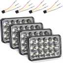 4x6 Headlights Led 4PCS w/H4 Socket Headlamp Compatible with The Following Models:Peterbilt Rectangular H4651 H4652 H4656 H6545 H4666 Kenworth Freightinger Ford Probe Chevy Cutlass