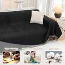 MYSKY HOME Couch Covers for Sofa, Black Couch Sofa Covers for 3 Cushion Couch Sofa, Non Slip Soft Sofa Cover, Couch Cover for Dogs Washable Furniture Protector, 91"x134", Black