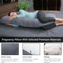 MOON PARK Pregnancy Pillows for Sleeping - U Shaped Full Body Maternity Pillow with Removable Cover - Support for Back, Legs, Belly, Hips - 57 Inch Pregnancy Pillow for Women - Dark Grey, Velvet Cover - 57 Inch