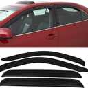 IKON MOTORSPORTS Tape On External Window Visor, Compatible with 1998-2004 Dodge Durango, Dakota Crew cab, Slim Style Acrylic Smoke Tinted 4PCS Sun Rain Shade Guard Wind Vent Air Deflector