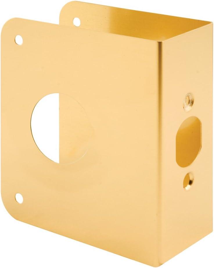 Prime-Line U 9978 Brass Lock and Door Reinforcement Plate for 1-3/4 In. Thick Doors, Brass Finish (Single Pack)
