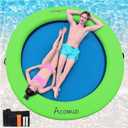 4/6/8/10/12FT Water Hammock Inflatable Floating Dock, Round Floating Ring Lake Floats for Adults, Heavy Duty Pool Float Raft for Ocean and Lake