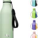 Insulated Water Bottle with Strap,18 oz Double Wall Stainless Steel Vacuum Bottles Metal Water Flask,Macaron Green