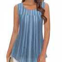 Timeson Sleeveless Tops for Women Dressy: Summer Ladies Tops and Blouses - Womens Tunics To Wear With Leggings - Chiffon Tank Tops Loose Fit Business Casual Clothes Flowy Polyester Shirts Gray Blue M (M)