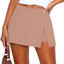 LOMON Mini Skirts for Women with Shorts Underneath Stretchy Bodycon Side Slit Sexy Y2K Going Out Outfits