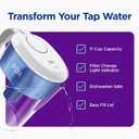 PUR 11-Cup Water Pitcher, 1 Filter, Cleaner, Great-Tasting Water, Dishwasher Safe, Powerful Filtration, Filter Change Light Indicator, LockFit Cap Design, White